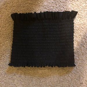 Black smocked tube top